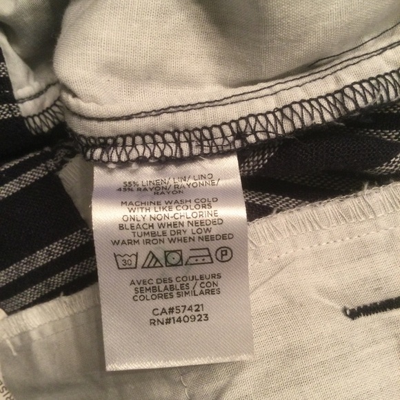 Loft Outlet Linen Blend High-Rise Stripped Cropped Pants Size 10P - Picture 7 of 11